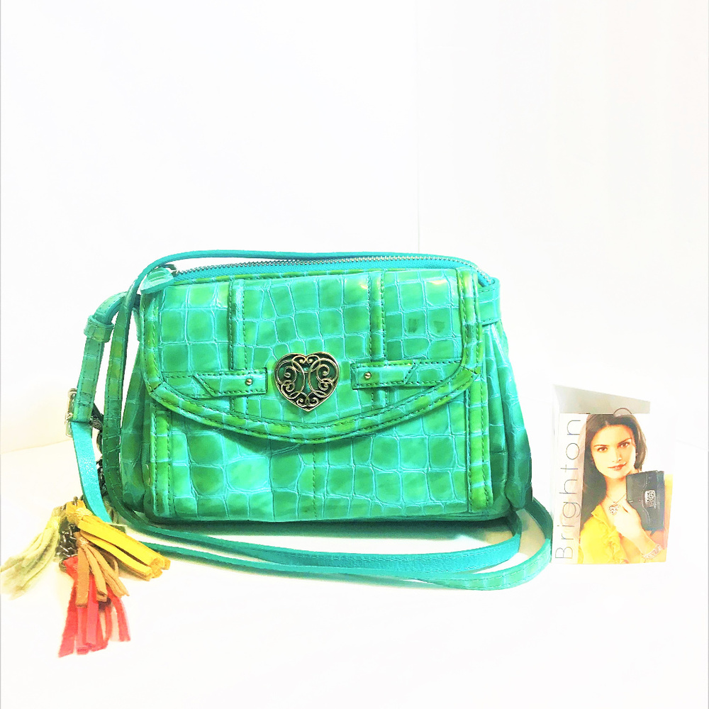 Brighton Croc Embossed Patent Leather CrossBody